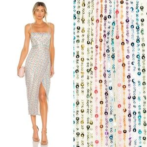 NEW Revolve Saylor Indiana Dress Rainbow Sequin Stripe Medium